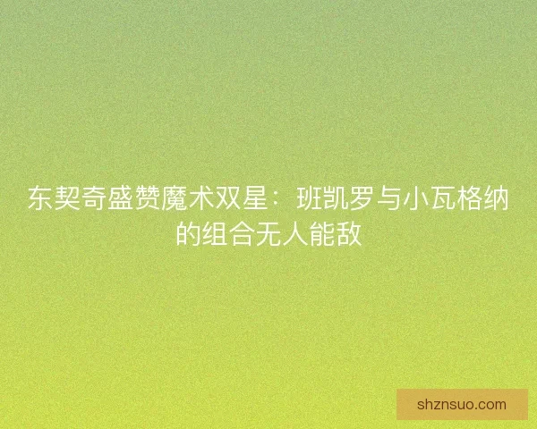 东契奇盛赞魔术双星：班凯罗与小瓦格纳的组合无人能敌
