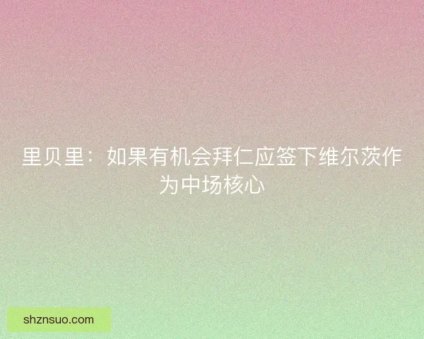里贝里:如果有机会拜仁应签下维尔茨作为中场核心 里贝里:如果有机会拜仁应签下维尔茨作为中场核心