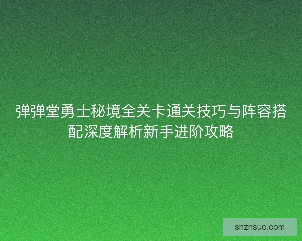 弹弹堂勇士秘境全关卡通关技巧与阵容搭配深度解析新手进阶攻略 弹弹堂勇士秘境全关卡通关技巧与阵容搭配深度解析新手进阶攻略